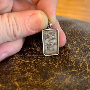 Tarnished 10g silver bar charm